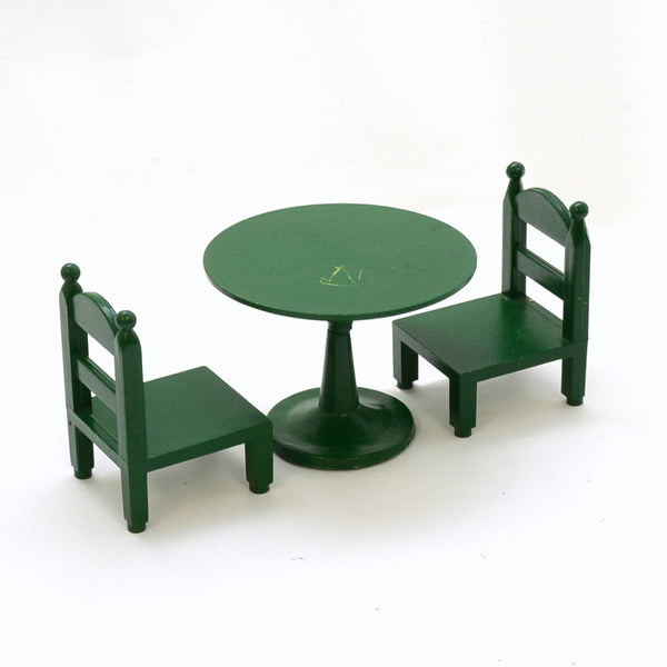 [Used] GREEN ROUND TABLE CHAIR SET Epoch Japan Sylvanian Families