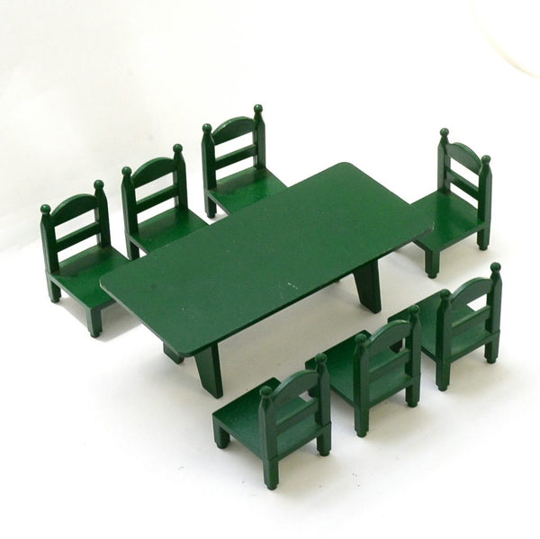 [Used] GREEN FAMILY TABLE SET Epoch Japan Sylvanian Families