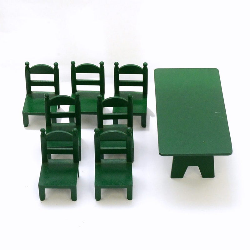 [Used] GREEN FAMILY TABLE SET Epoch Japan Sylvanian Families