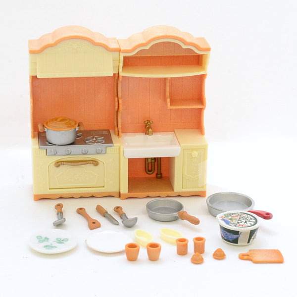 [Used] KITCHEN STOVE AND SINK SET Epoch Japan KA-420 Sylvanian Families