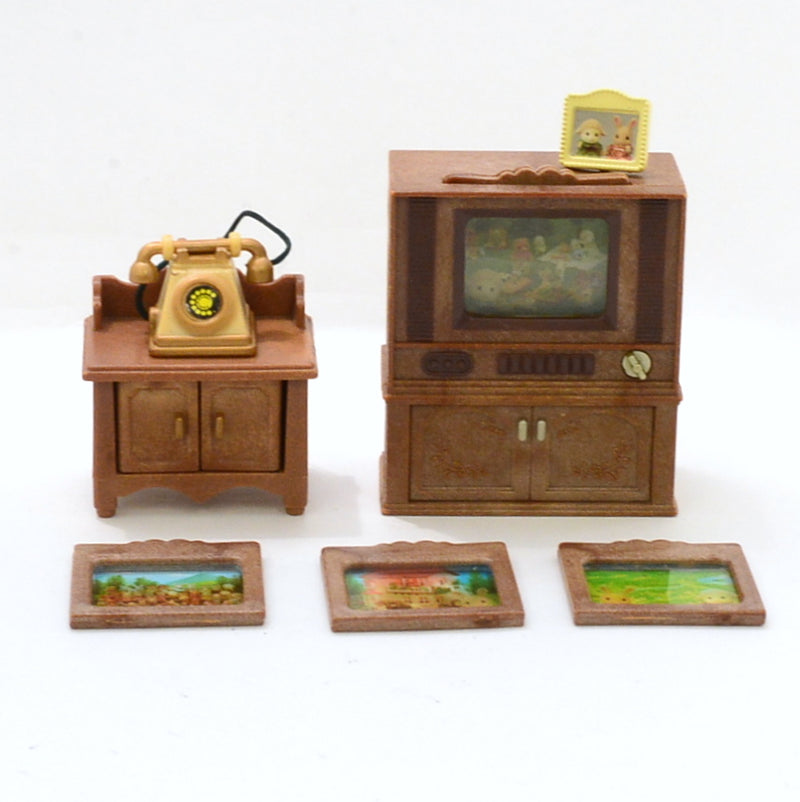 [Used] TV TELEPHONE STAND SET Epoch Japan Sylvanian Families