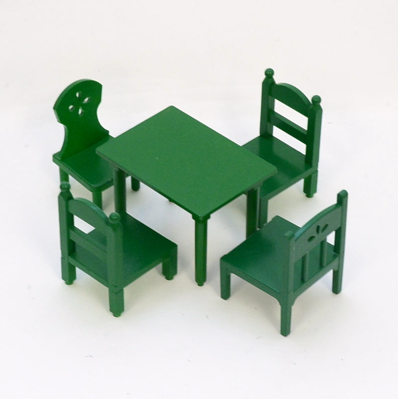 [Used] GREEN TABLE CHAIR SET Epoch Japan Sylvanian Families