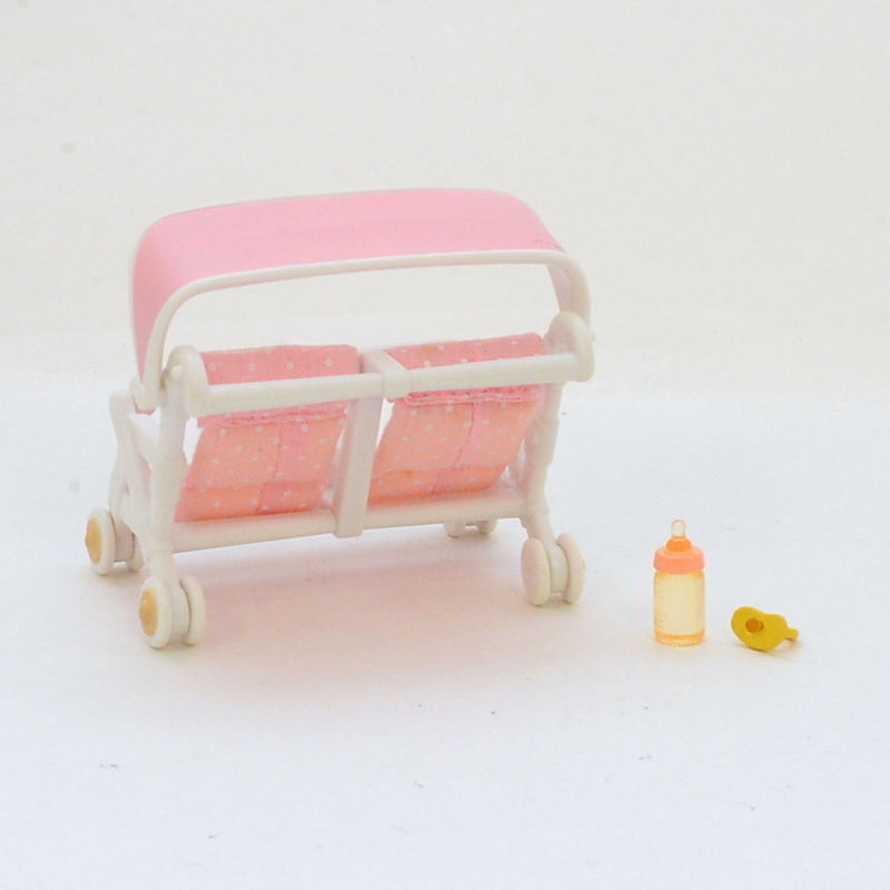 [Used] DOUBLE STROLLER BABY BOTTLE PACIFIER SET Epoch Japan Sylvanian Families