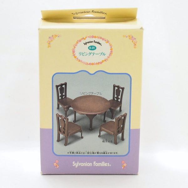 [Used] BROWN ROUND TABLE FOR LIVING ROOM A-01 Japan Sylvanian Families