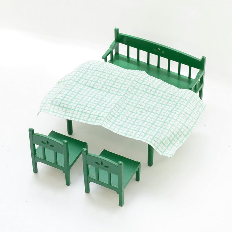 [Used] GREEN DINING TABLE SET KA-98 Epoch Japan Sylvanian Families