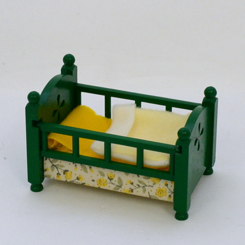 [Used] GREEN BABY BED KA-26 Vintage  Sylvanian Families