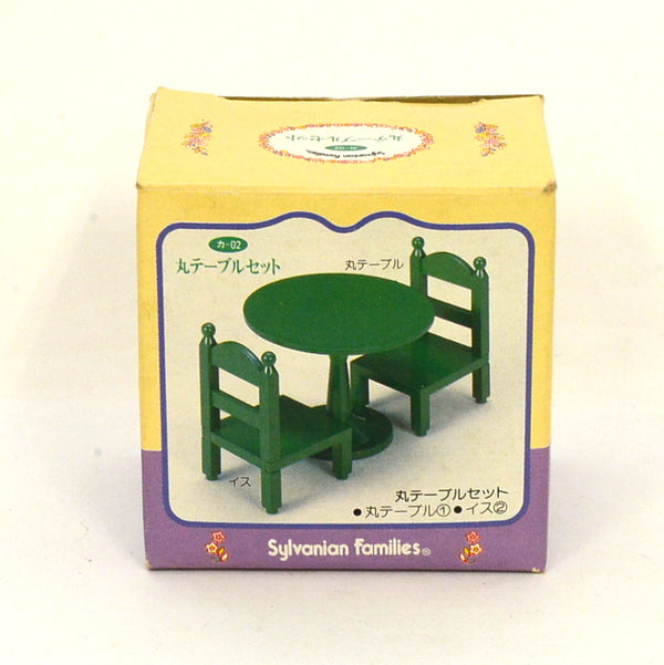 [Used] GREEN ROUND TABLE SET KA-02 Retired Epoch Japan Sylvanian Families