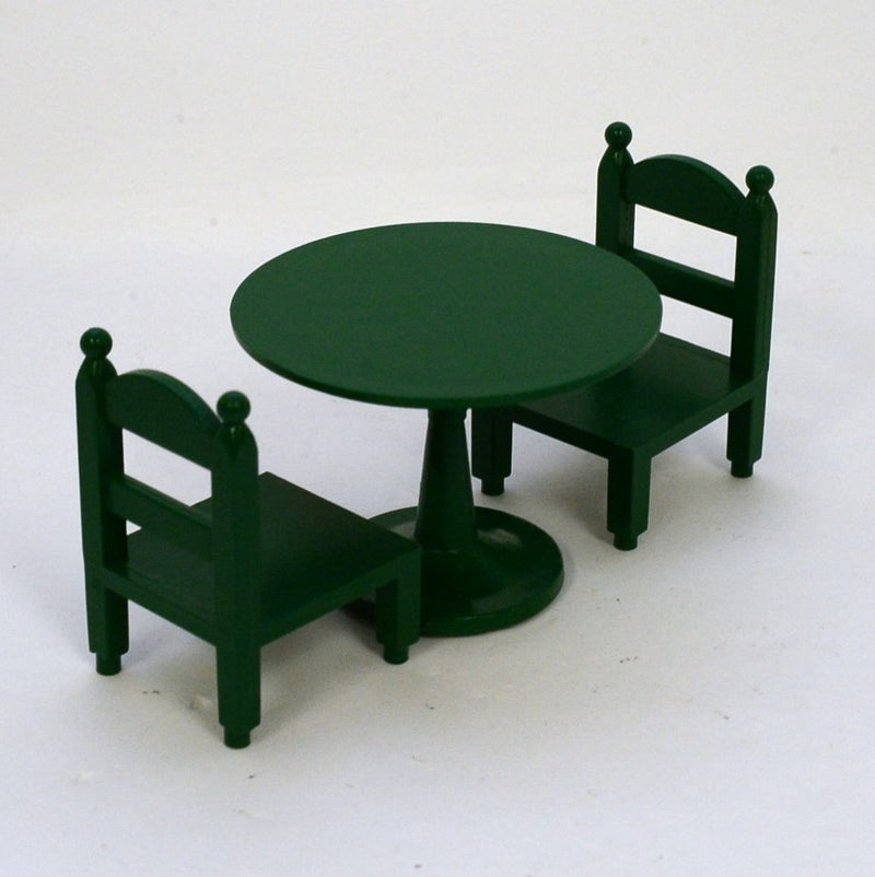 [Used] GREEN ROUND TABLE SET KA-02 Retired Epoch Japan Sylvanian Families