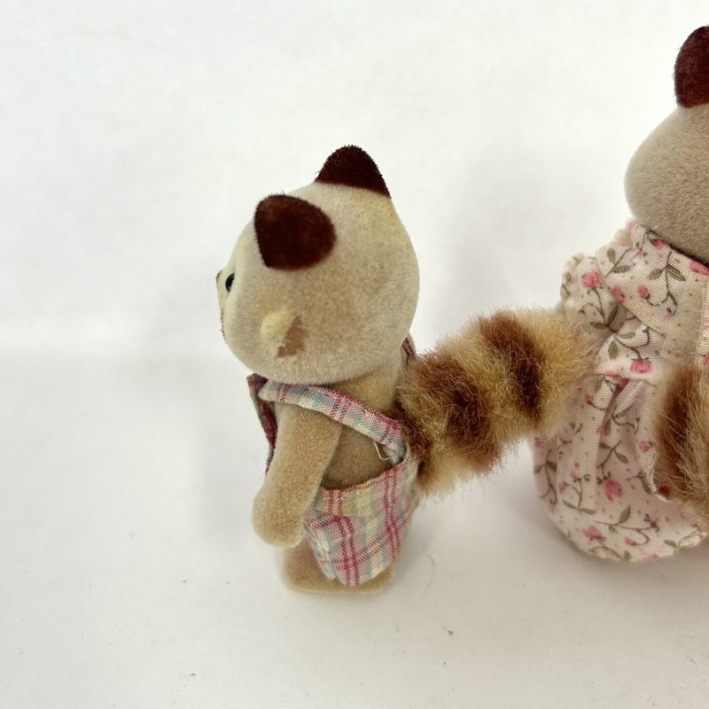 [Used] RACOON MOTHER GIRL BOY Epoch Japan Sylvanian Families