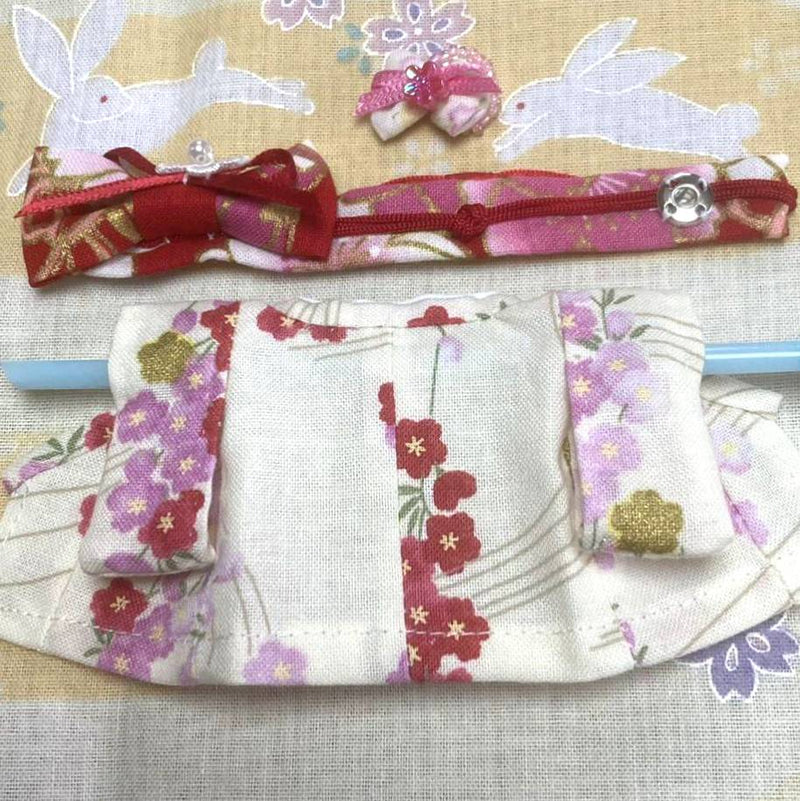 HANDMADE KIMONO FOR MOTHER WHITE/PINK/RED Japan handmade