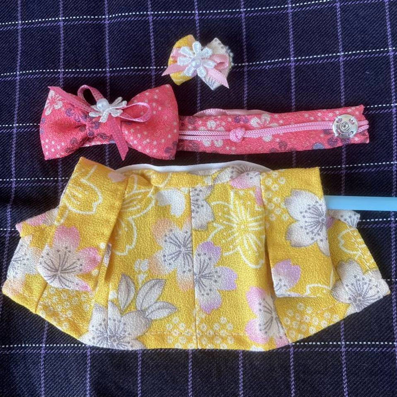 HANDMADE KIMONO FOR MOTHER YELLOW/PINK SAKURA Japan handmade