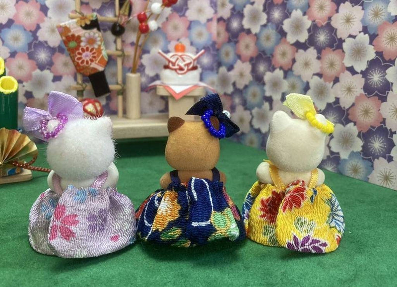 HANDMADE CREPE DRESS SET FOR BABY BLUE/PURPLE/YELLOW Japan handmade