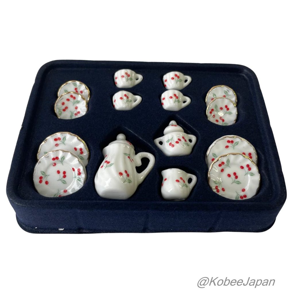Miniature Ceramic Tableware Set Cherry