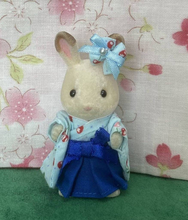 HANDMADE KIMONO HAKAMA FOR GIRL BLUE CHERRY Japan handmade