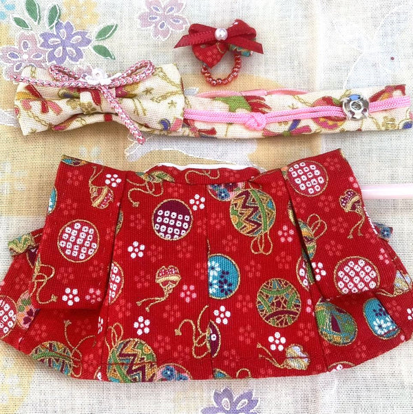 HANDMADE KIMONO FOR MOTHER RED/WHITE Japan handmade