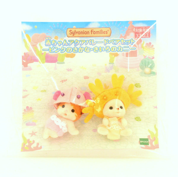 BABY AQUA PARADE PAIR SET-PINK FISH & YELLOW CRAB Calico Sylvanian Families