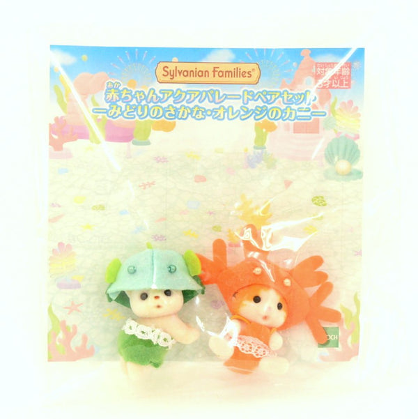 BABY AQUA PARADE PAIR SET-GREEN FISH & ORANGE CRAB Calico Sylvanian Families