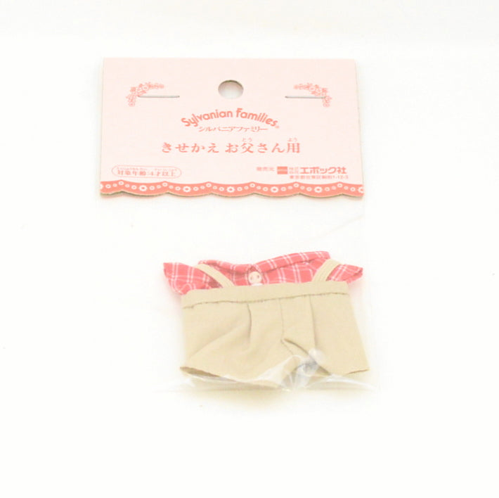 Red Shirt With Broun Overall For Father Sylvanian Families Calico Critters