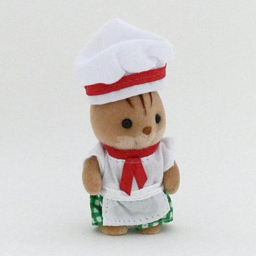 FOREST KITCHEN BABY SQUIRREL CHEF Green Sylvanian Families