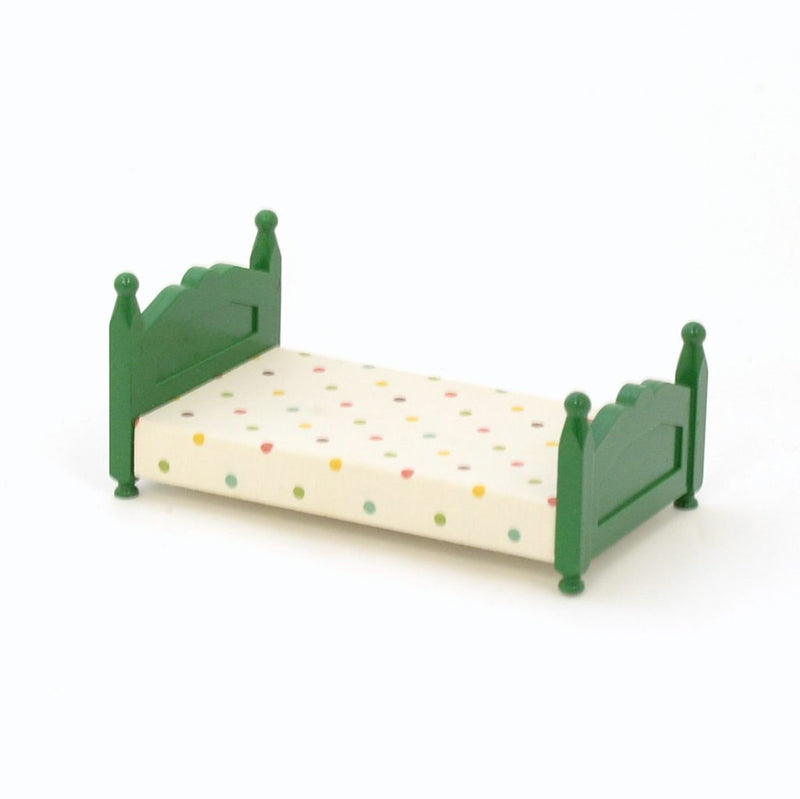 [Used] GREEN BED (L) POLKA DOTS WHITE KA-07 Japan Sylvanian Families