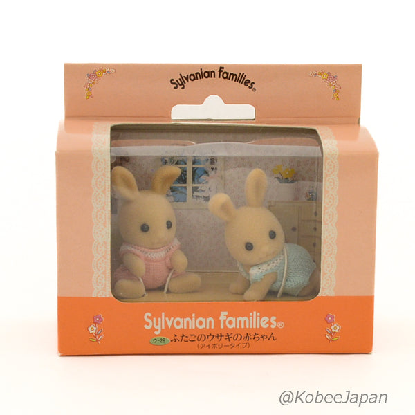 IVORY RABBIT TWINS U-28 Epoch Retired 1991 Sylvanian Families