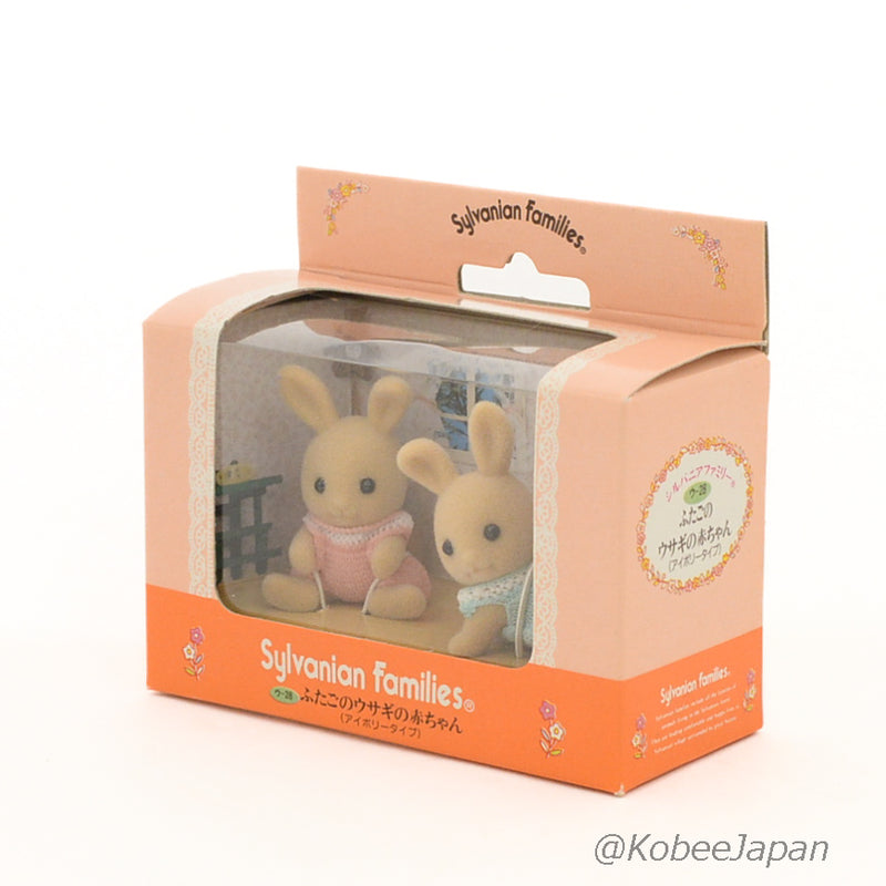 IVORY RABBIT TWINS U-28 Epoch Retired 1991 Sylvanian Families