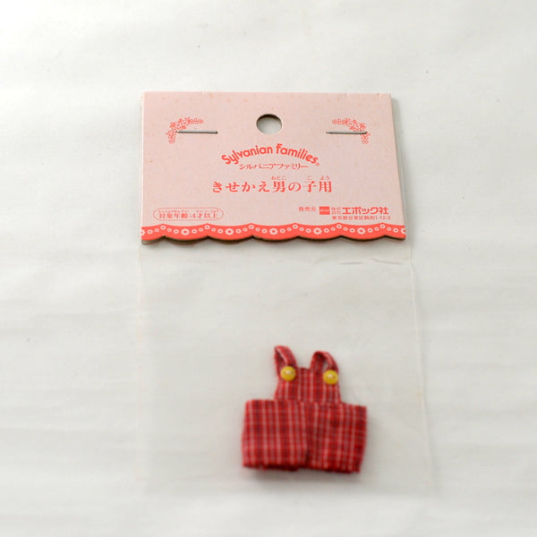 RED CHECK OVERALL BOY  Epoch Japan Sylvanian Families