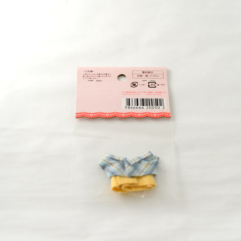 Chemises à carreaux bleu clair Pantalon jaune pour garçon Familles Sylvanian Calico Critters