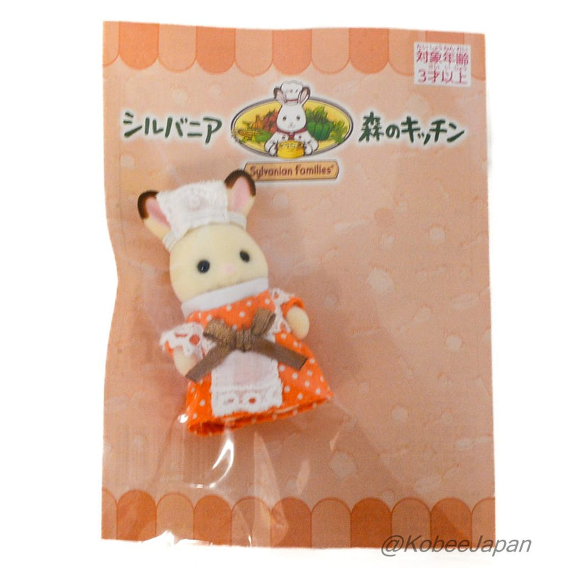 FOREST KITCHEN BABY CHOCOLATE RABBIT WAITRESS Orange Epoch Sylvanian Families