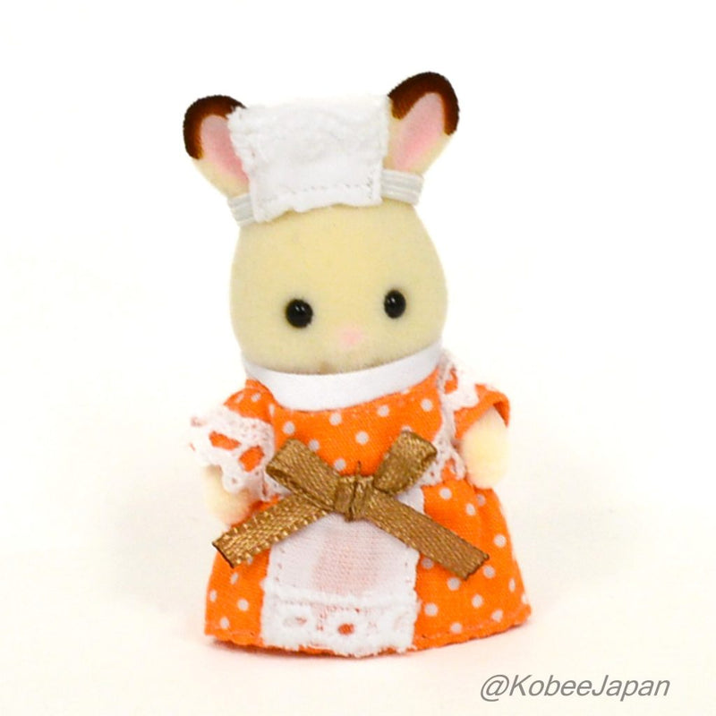 FOREST KITCHEN BABY CHOCOLATE RABBIT WAITRESS Orange Epoch Sylvanian Families