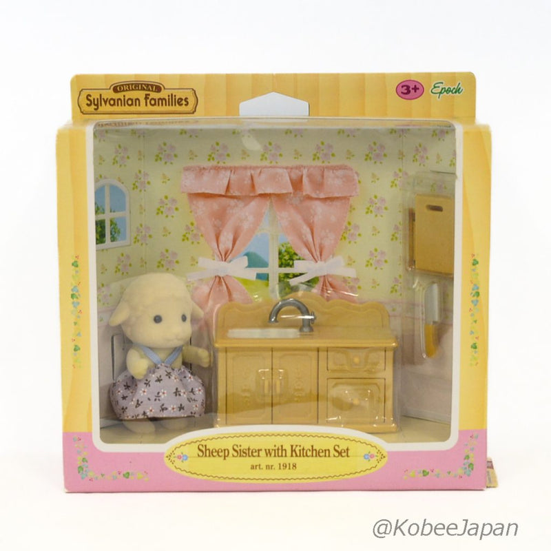 SHEEP SISTER WITH KITCHEN SET 1918 Epoch Sylvanian Families