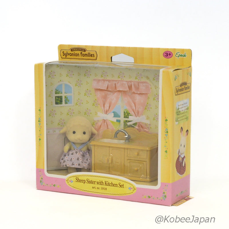 SHEEP SISTER WITH KITCHEN SET 1918 Epoch Sylvanian Families