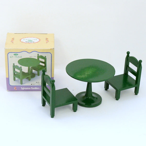 [Used] GREEN ROUND TABLE SET Retired Epoch Japan  Sylvanian Families