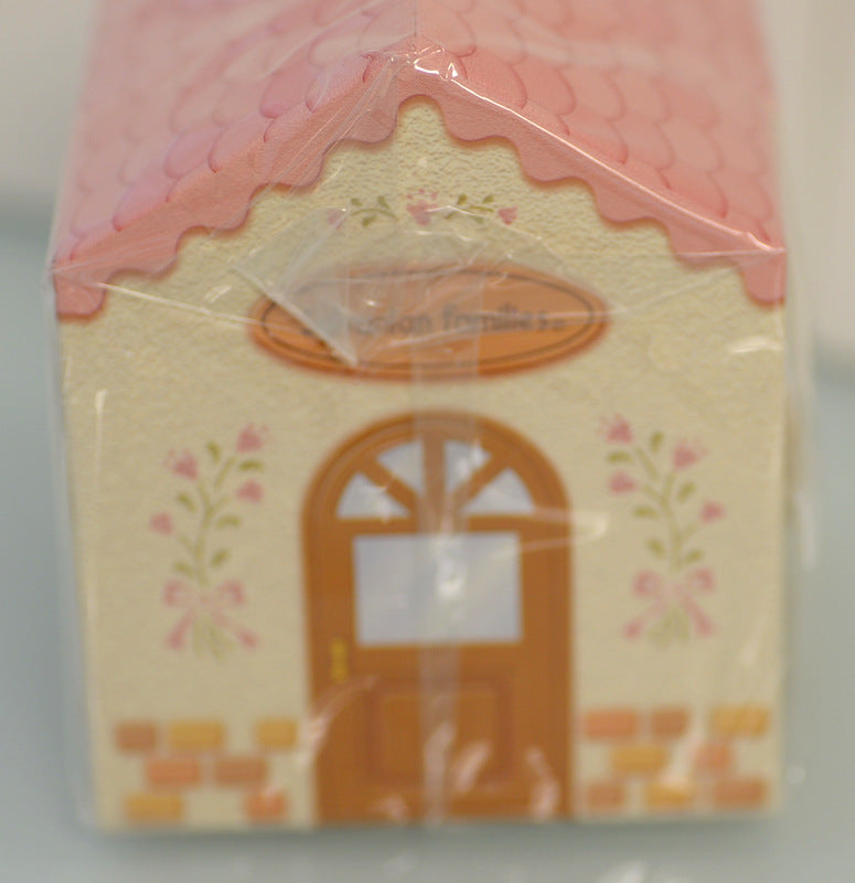 PINK HOUSE-SHAPED CARDBOARD BOX Epoch Japan Sylvanian Families
