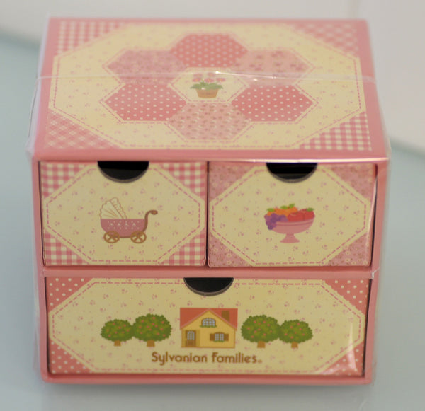 PINK CARDBOARD CABINET W/ DRAWERS Epoch Japan Sylvanian Families