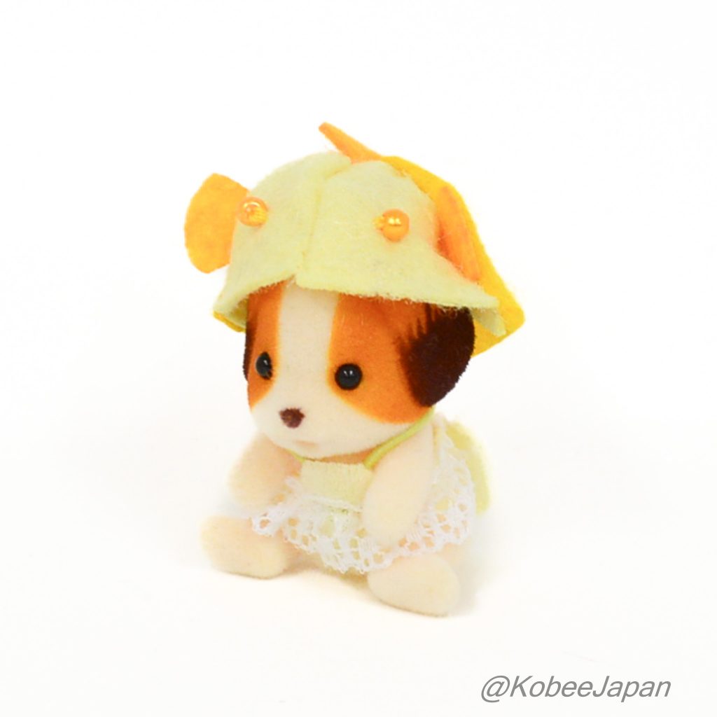 Baby Aqua Parade Series Baby Chiffon Dog With Yellow Fish Hat 2022 Sylvanian Families Calico Critters