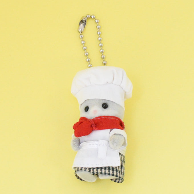 COTTON RABBIT BABY CHEF KEY CHAIN Epoch Rare Sylvanian Families