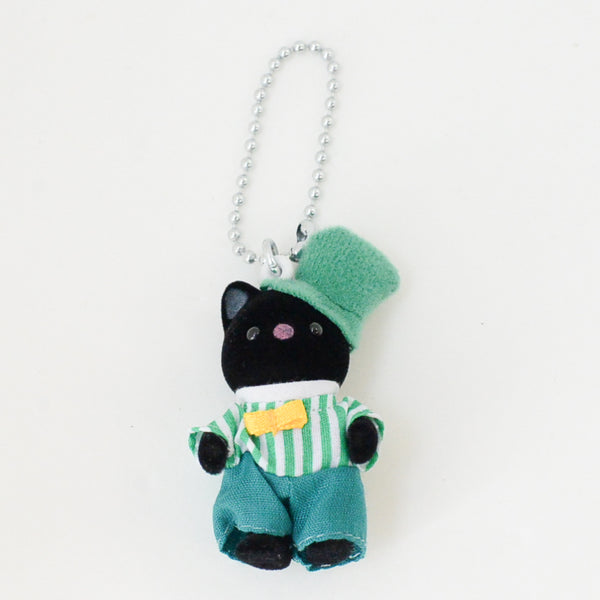 CHARCOAL CAT KEY CHAIN BOW TIE  Sylvanian Families