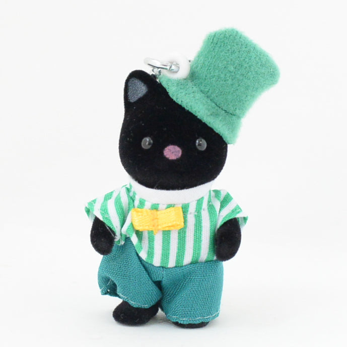 CHARCOAL CAT KEY CHAIN BOW TIE  Sylvanian Families