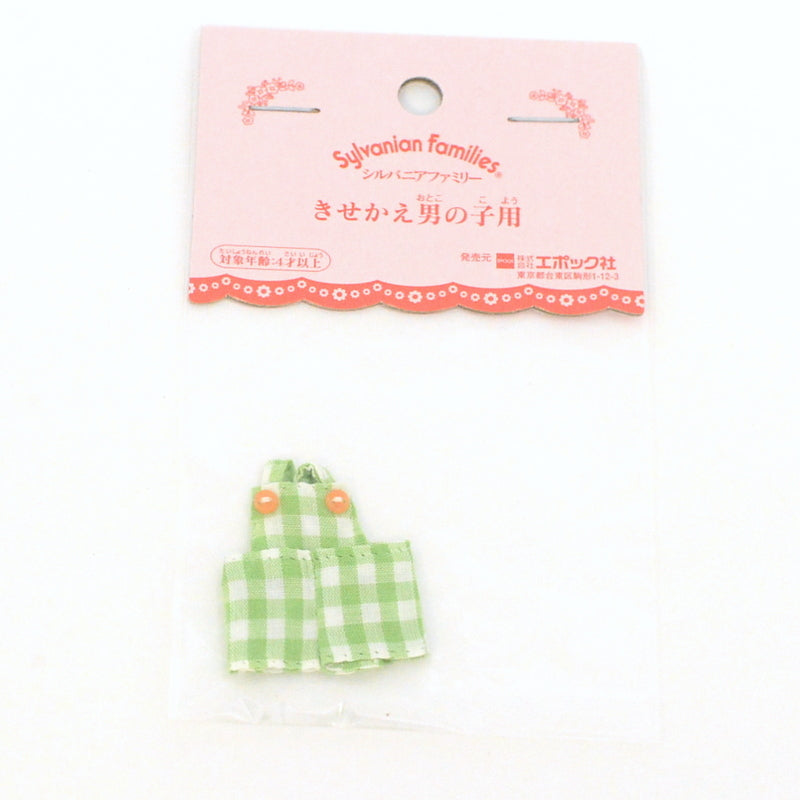 GREEN CHECKED OVERALL FOR BOY Epoch Japan Sylvanian Families