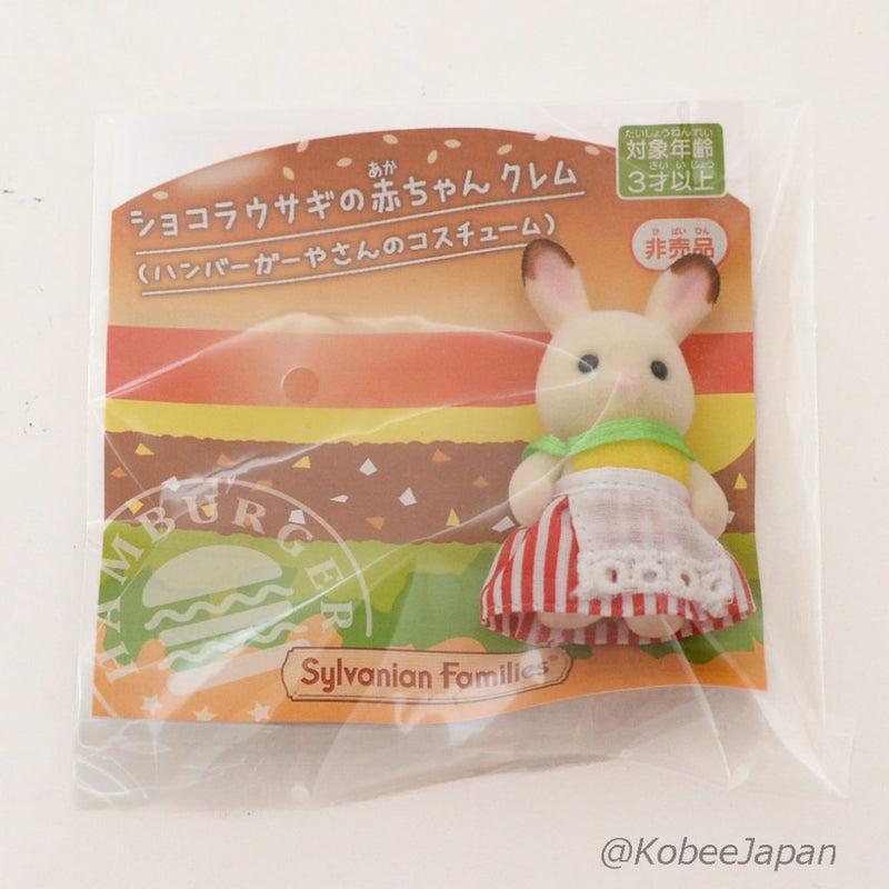 CHOCOLATE RABBIT BABY IN HAMBURGER COSTUME Epoch Japan Sylvanian Families