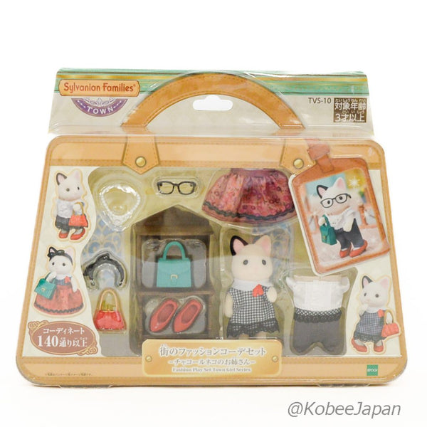 FASHION PLAY SET TOWN GIRL TVS-10 CHARCOAL CAT Sylvanian Families