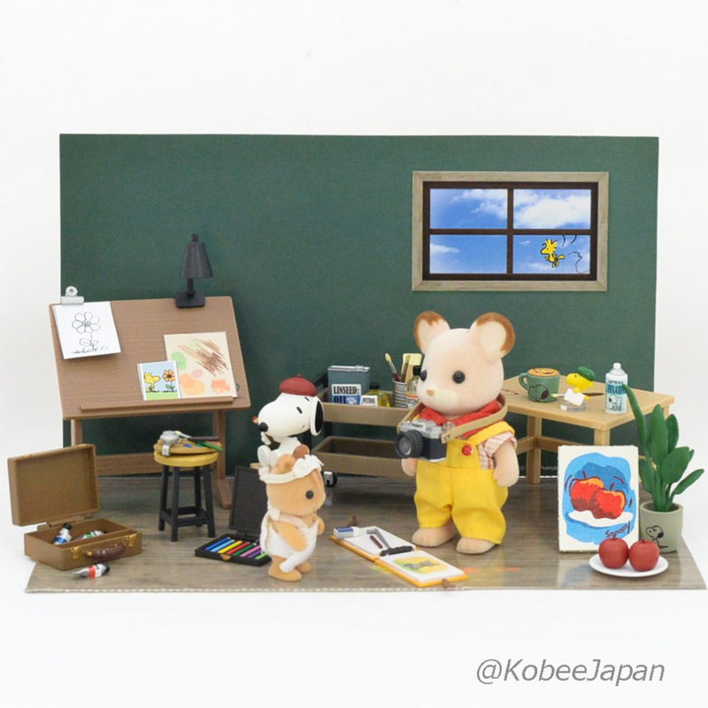Re-ment PEANUT SNOOPY'S ART STUDIO 1. Drawing set for dollhouse Japan Re-ment