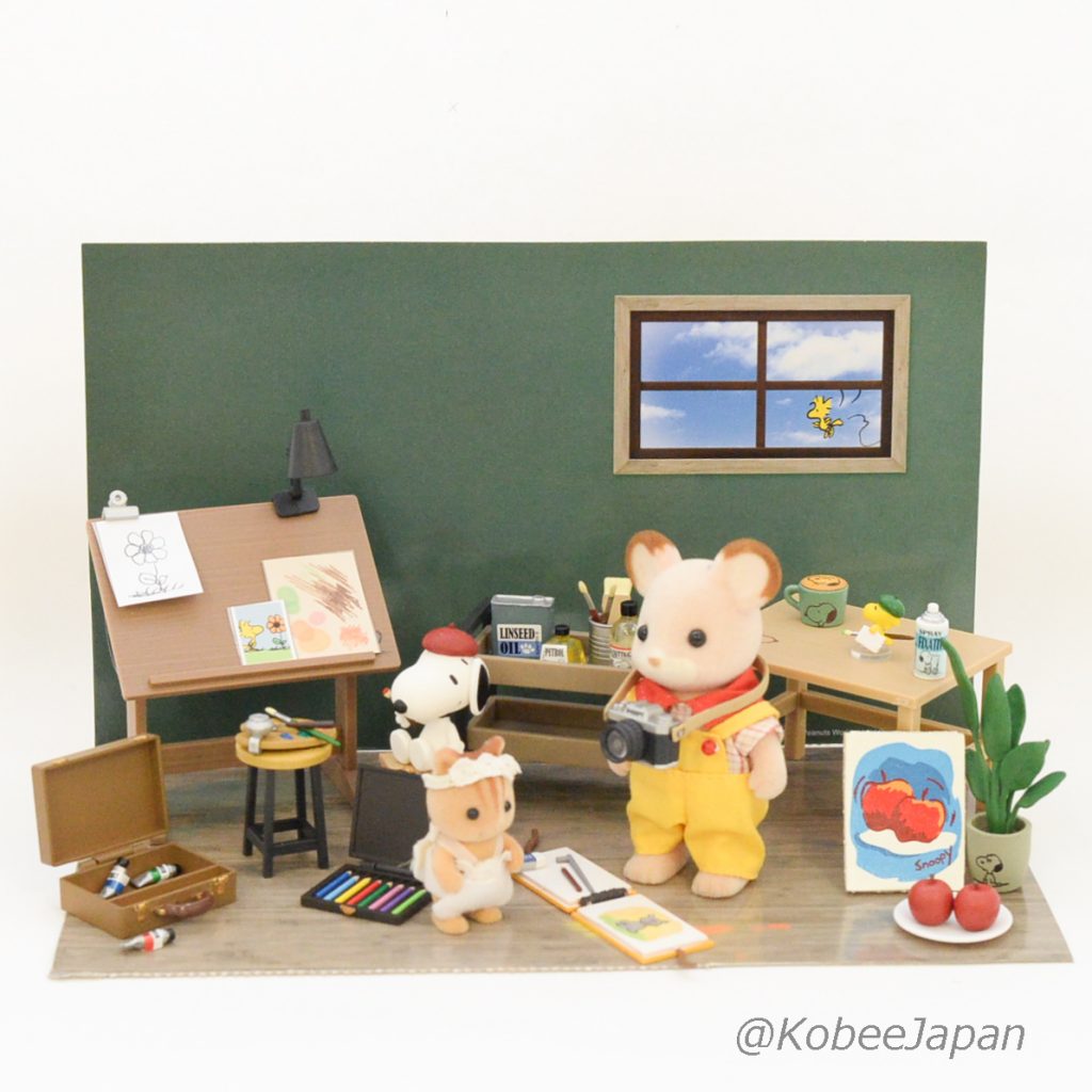 Peanut Snoopy's Art Studio Completed Set For Dollhouse 2022 Re-ment