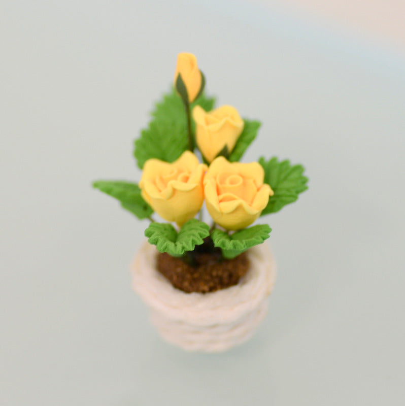 POTTED YELLOW FLOWER PLANT for dollhouse 2 x 3cm (0.78 x 1.18inch) Does not apply