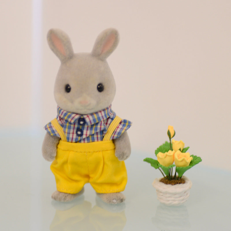 Planta de flores amarillas en maceta para la casa de muñecas 2 x 3 cm (0.78 x 1.18 pulgadas)
