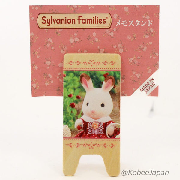 PINK MEMO CLIP WOOD HOLDER STAND Epoch Japan Sylvanian Families