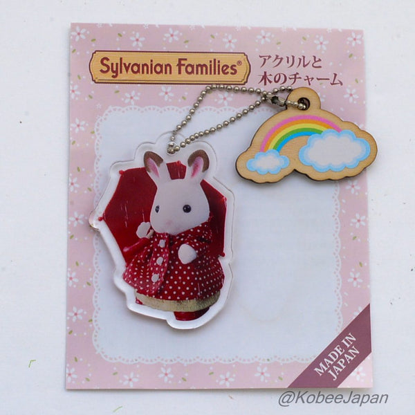 RAIN COAT ACRYLIC CHARM & WOODEN KEY CHAIN Epoch  Sylvanian Families