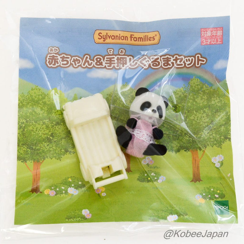 BABY PANDA AND WHITE PUSH ALONG CAR SET Epoch Sylvanian Families