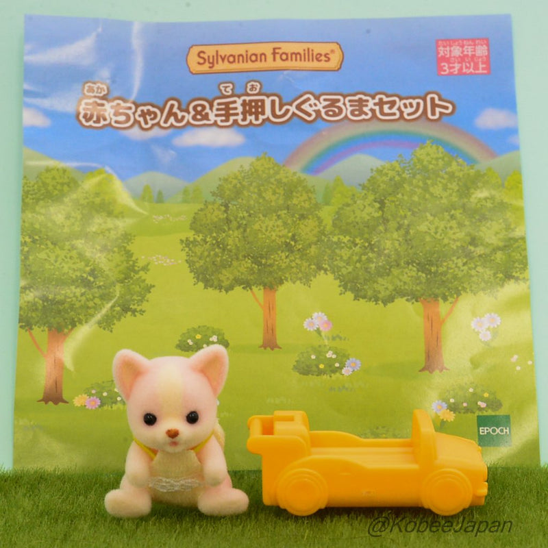 BABY CHIHUAHUA AND ORANGE PUSH ALONG CAR SET Epoch Sylvanian Families